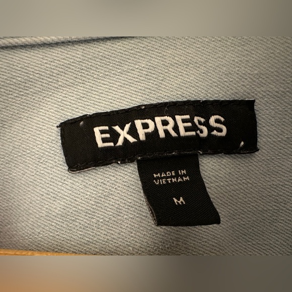 Express Men Light Washed Long Sleeve Shirt - Picture 3 of 5